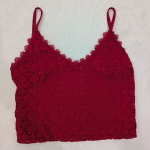 No Boundaries Red Lace Camisole Top